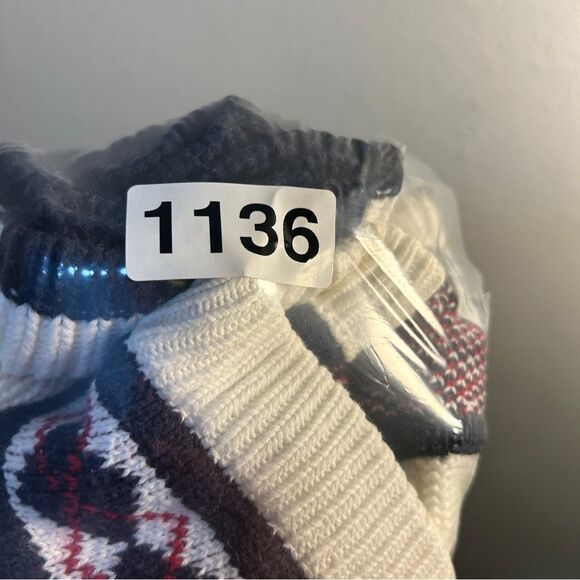 IZOD MENS Sweater XL WHITE BLUE Argyle PREPPY HIPHOP cricket Academia Vtg 80s - Picture 10 of 11